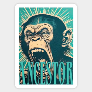 Chimpanzee Ancestor, lowbrow style Sticker